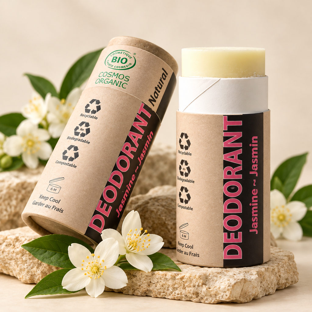 Déodorant naturel bio Jasmin 100 ml, visuel studio premium